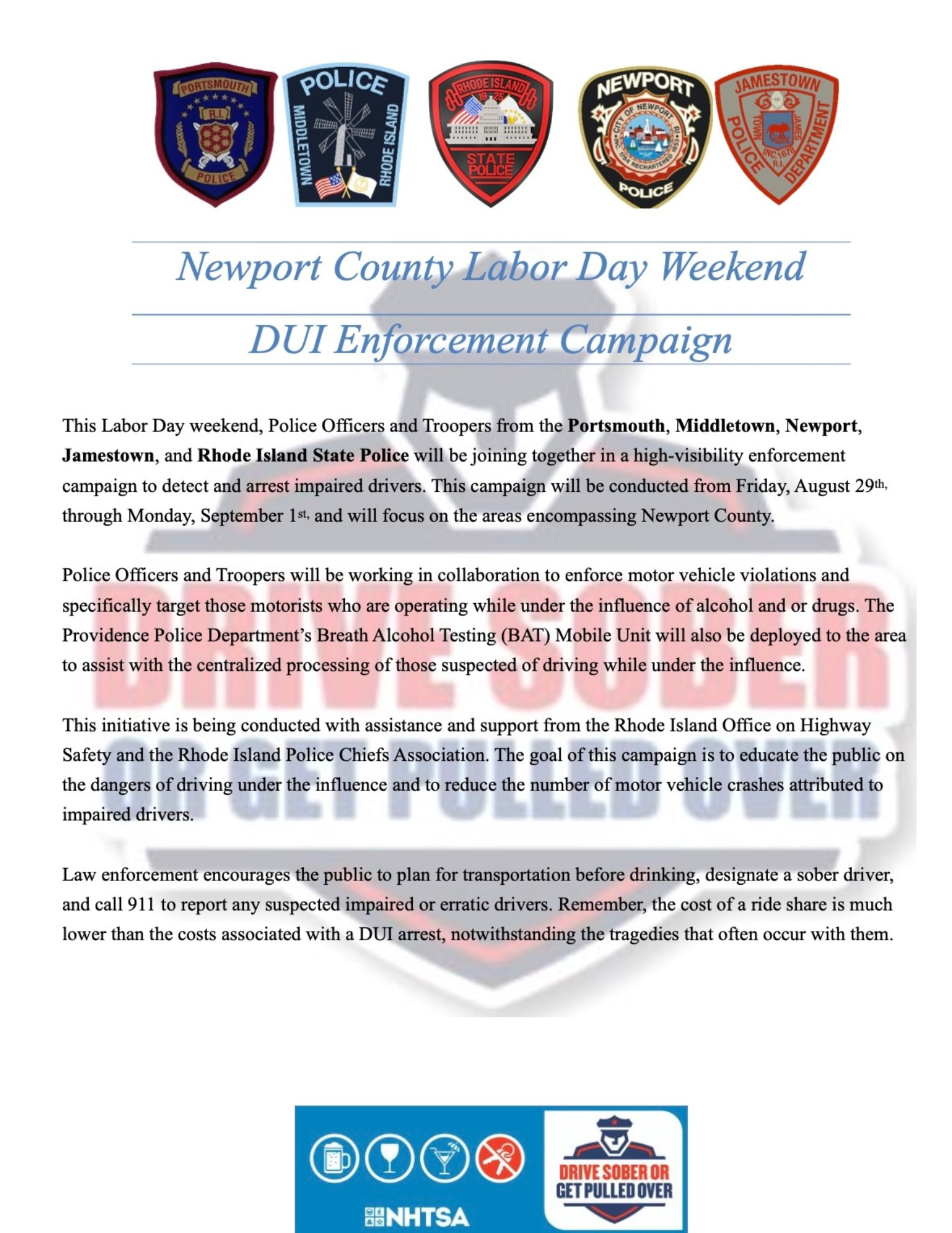 MPD Labor Day 2025 Safe Driving Reminder