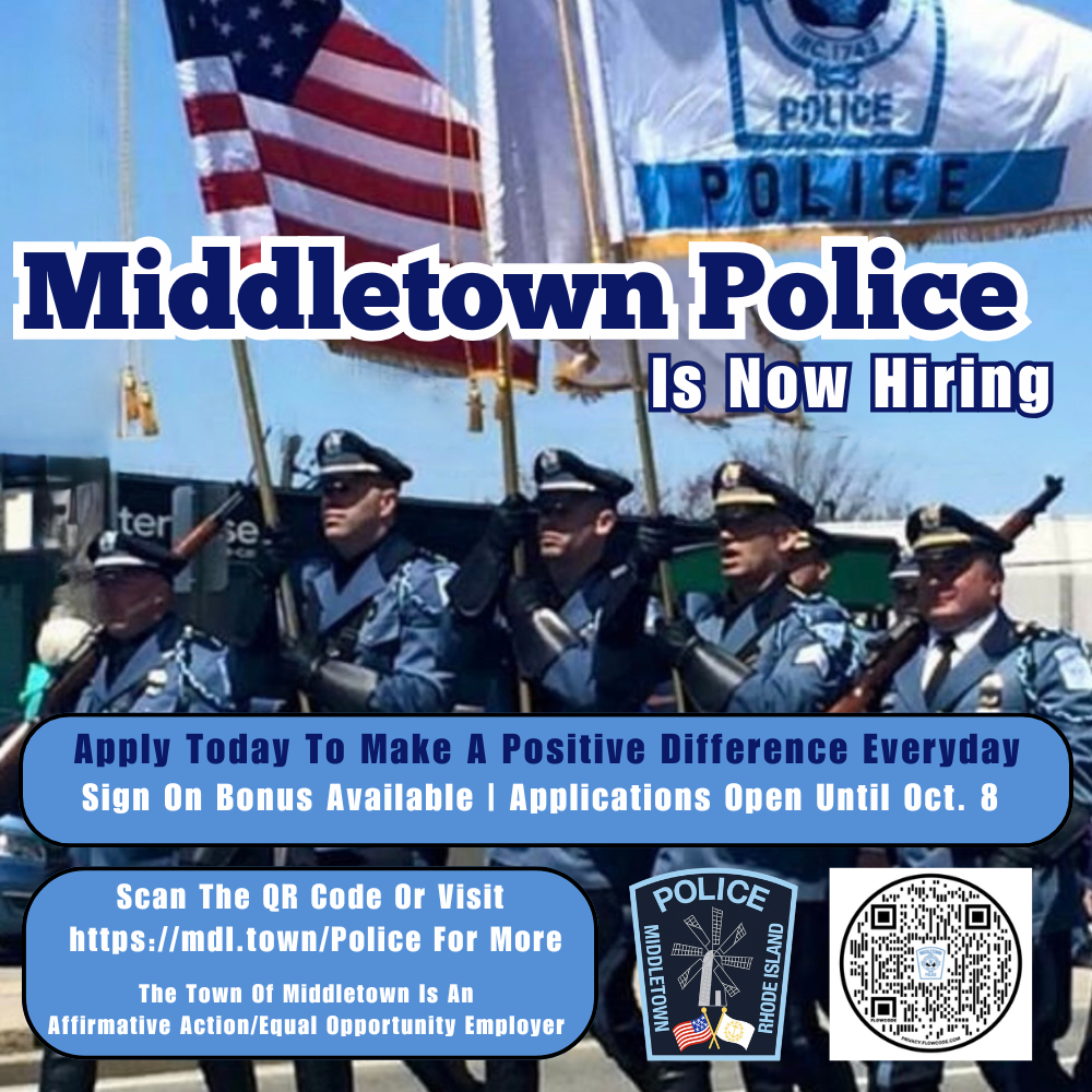 Middletown Police Hiring Graphic Officers Walking In Uniform With Flags