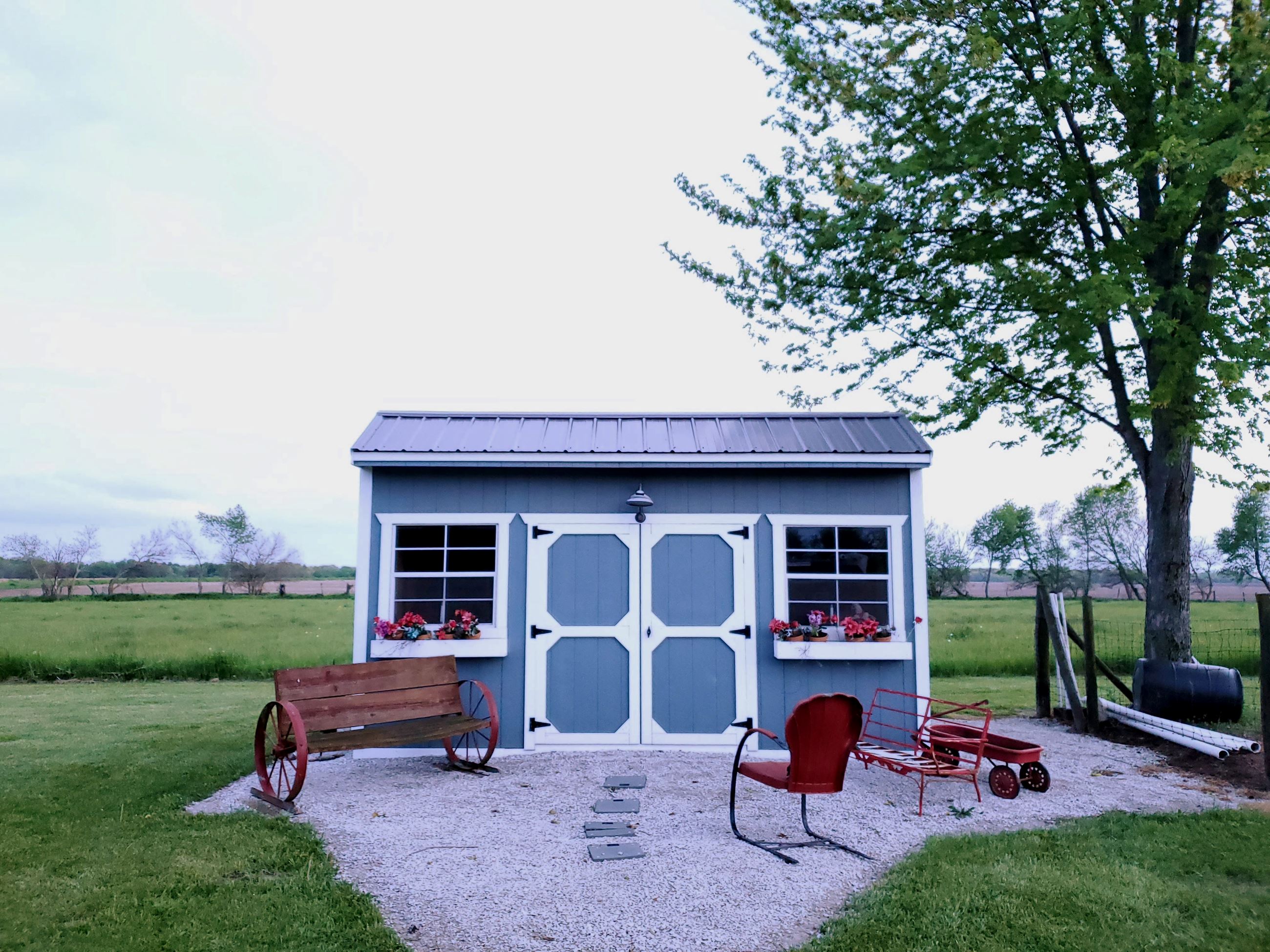 Picture Of Gray Shed In Scenic Spot